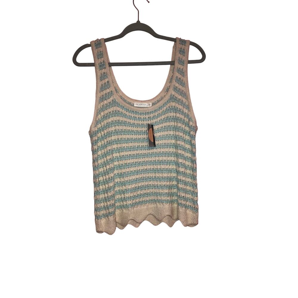💥NWT Uncharted Threads blue and cream knit tank top size small